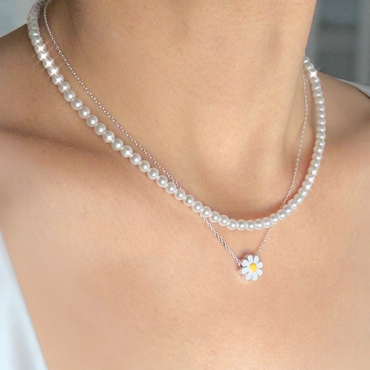 Daisy Pearl Necklace ✿Handmade✿