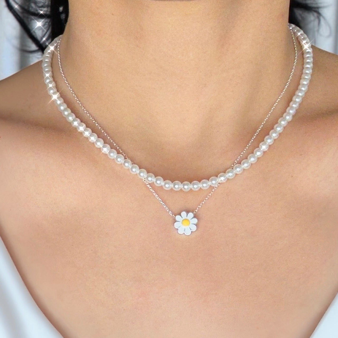 Daisy Pearl Necklace ✿Handmade✿