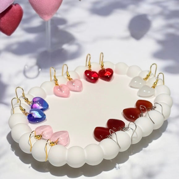 Glass Heart Earrings