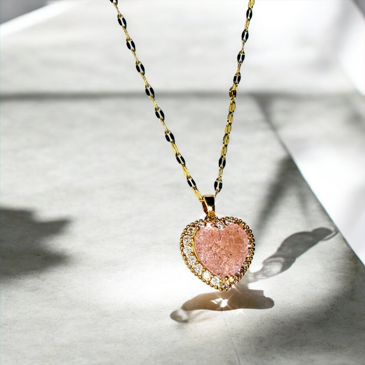 Heart Crystal Gold Necklace