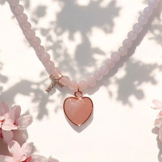 Rose Quartz Necklace ✿Handmade✿
