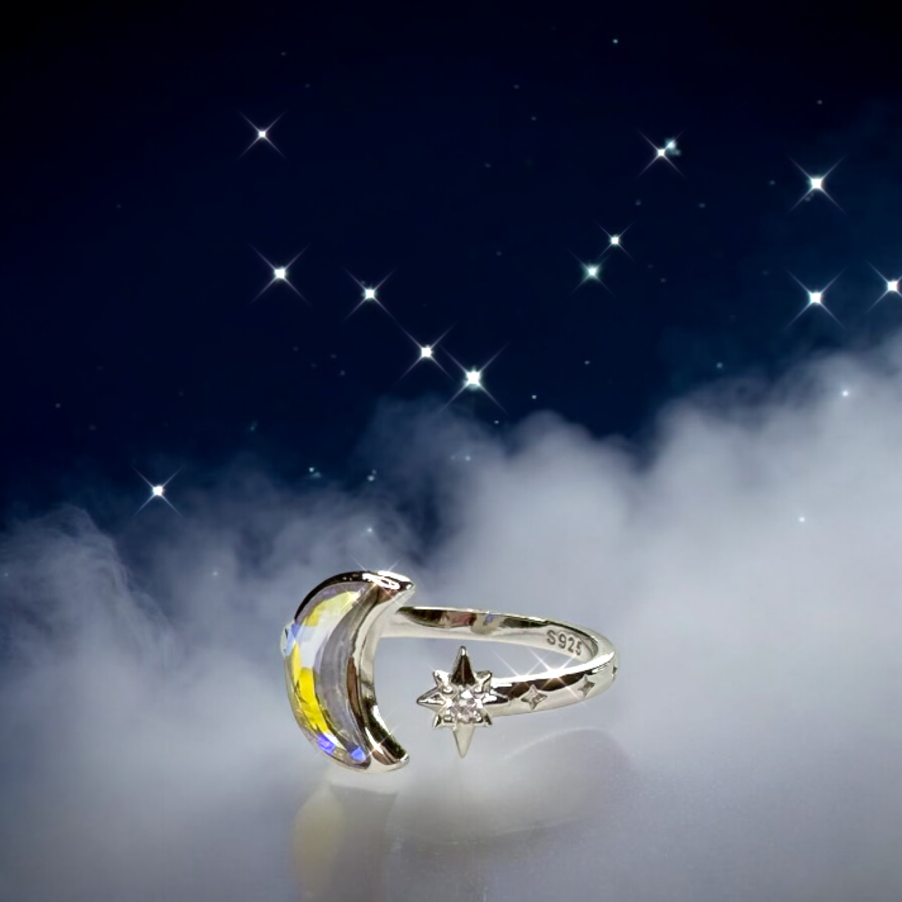 Moon and Star Ring