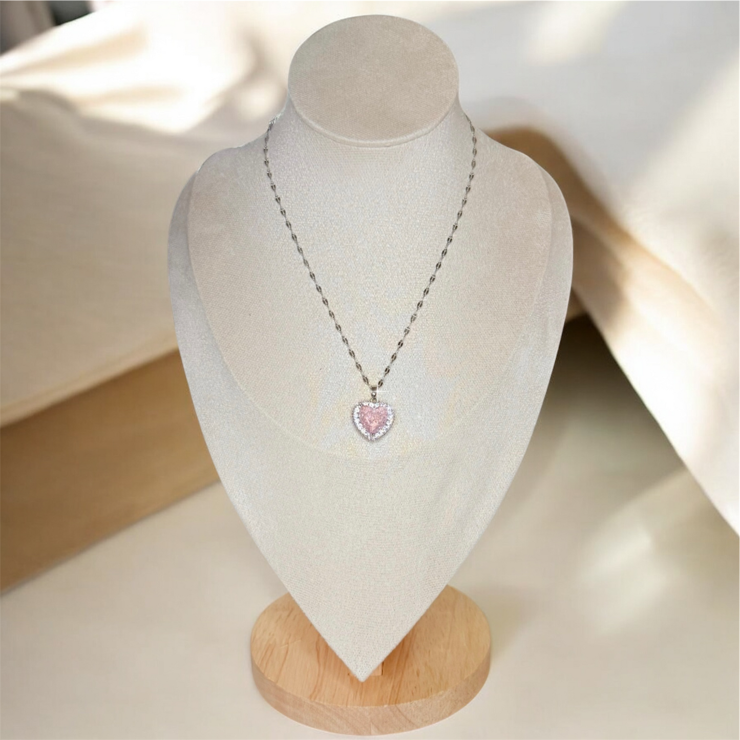 Heart Crystal Silver Necklace