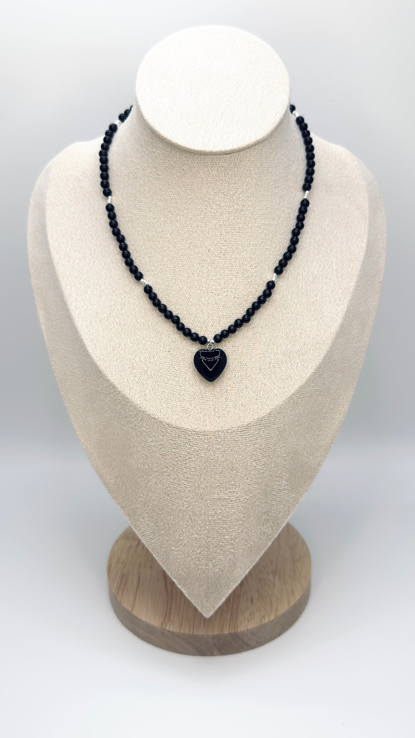 Black Agate Heart Necklace ✿Handmade✿