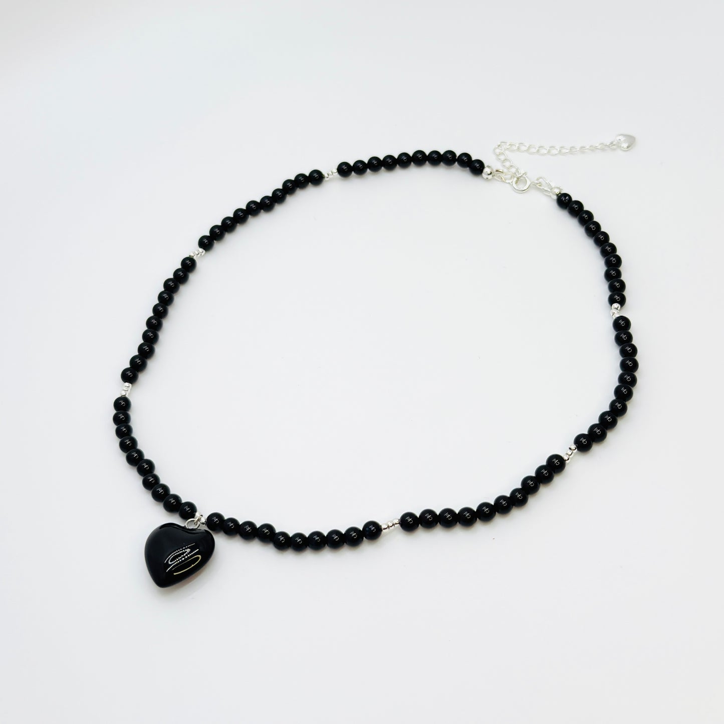 Black Agate Heart Necklace ✿Handmade✿