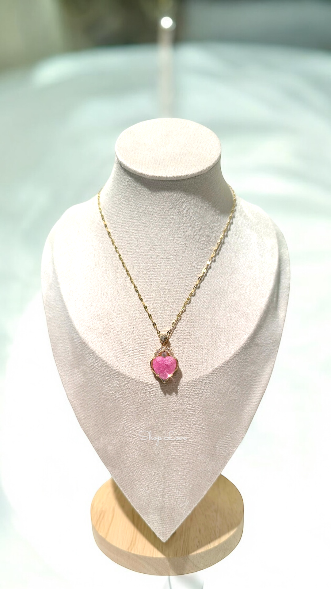 Heart of Angels Pink Crystal Necklace