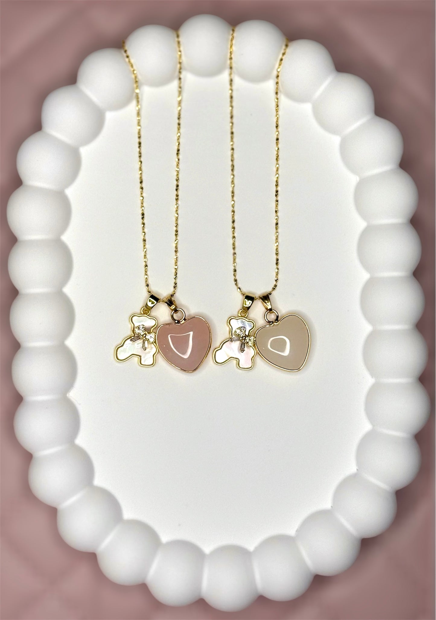 Natural Stone Candy Bear Necklace