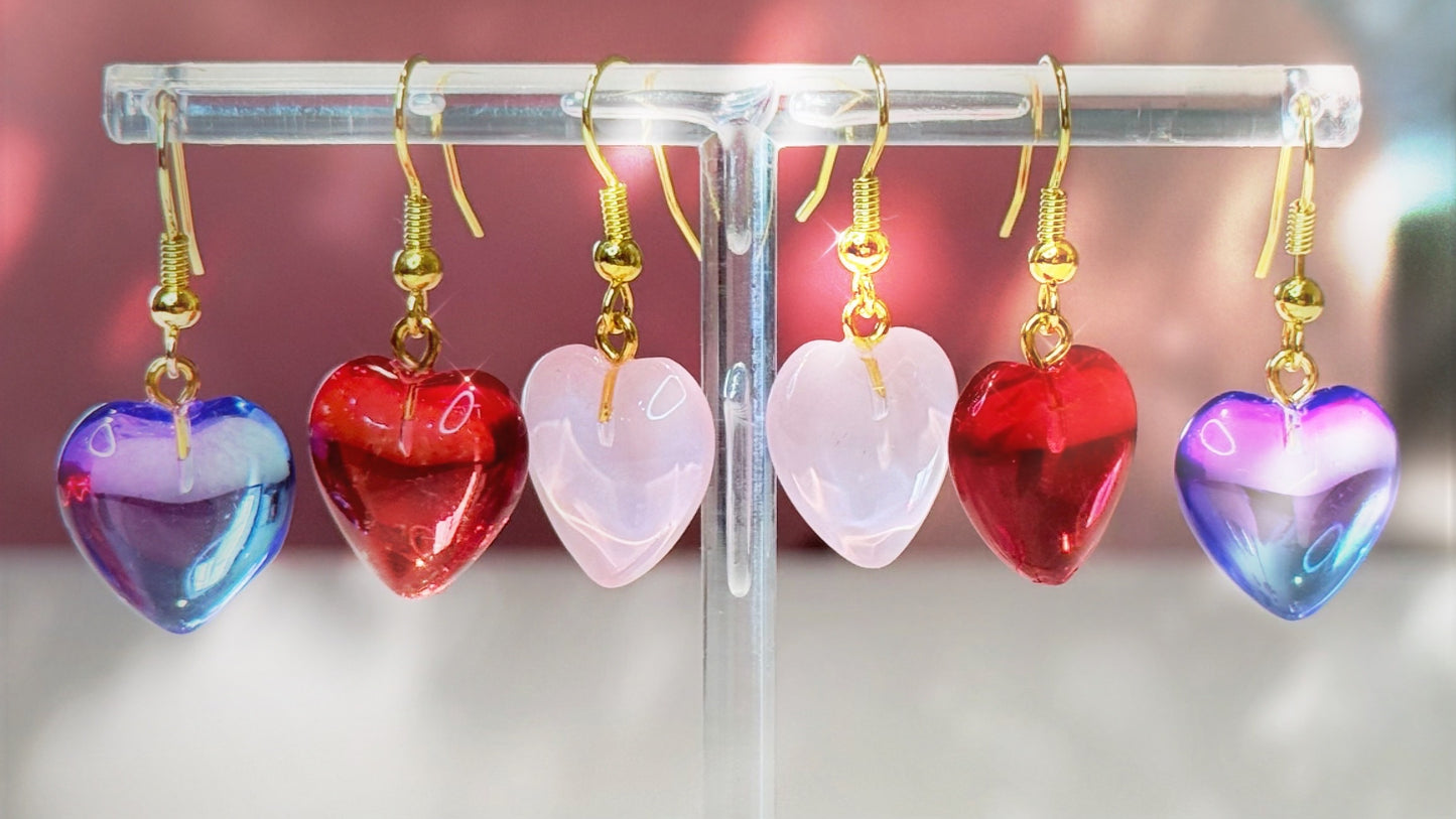 Glass Heart Earrings