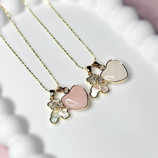 Natural Stone Candy Bear Necklace