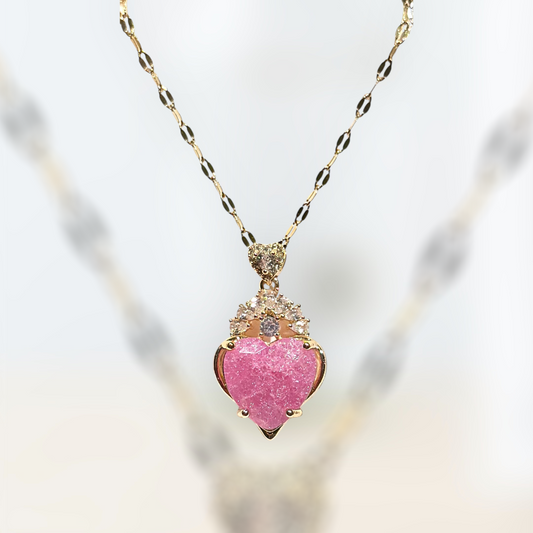 Heart of Angels Pink Crystal Necklace